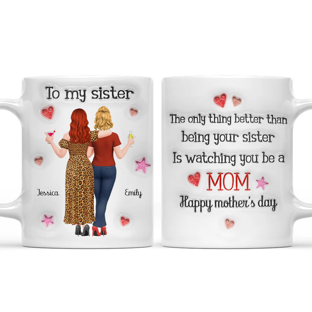 Watching You Be A Mom Sister Bestie - Personalized Custom 3D Inflated Effect Coffee Mug