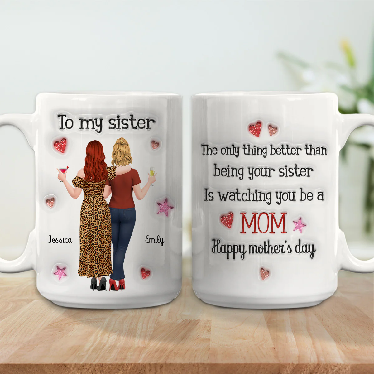 Watching You Be A Mom Sister Bestie - Personalized Custom 3D Inflated Effect Coffee Mug - Image 5