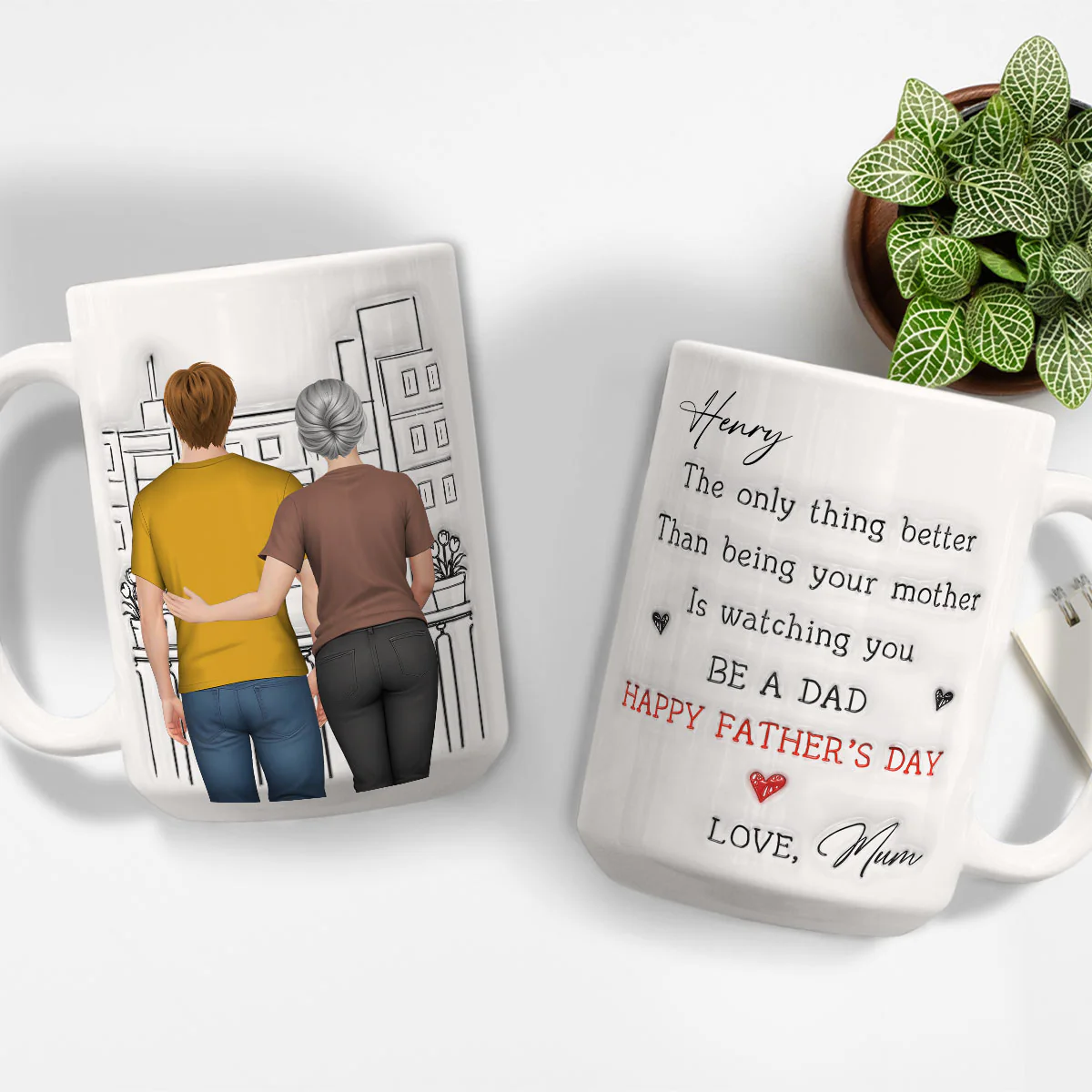 Watching You Be Caring Dad - Personalized Custom 3D Inflated Effect Mug - Image 5
