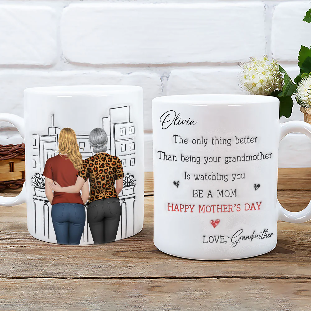 Watching You Be Caring Grandmother - Personalized Custom 3D Inflated Mug - Image 4