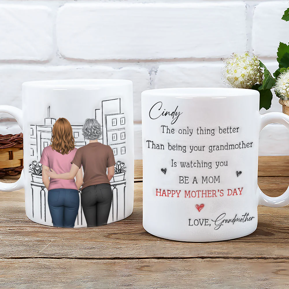 Watching You Be Caring Grandmother - Personalized Custom 3D Inflated Mug - Image 5