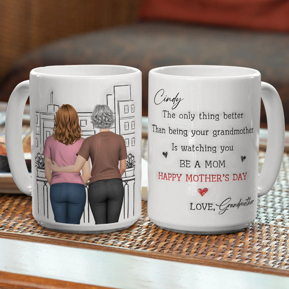 Watching You Be Caring Grandmother - Personalized Custom 3D Inflated Mug - Image 6
