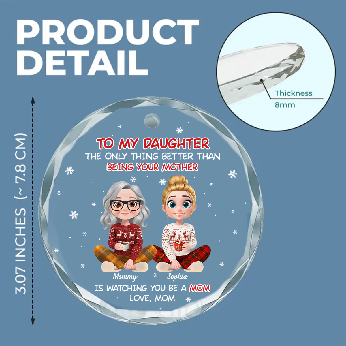 Watching You Become A Mother - Personalized Custom Glass Ornament - Image 6