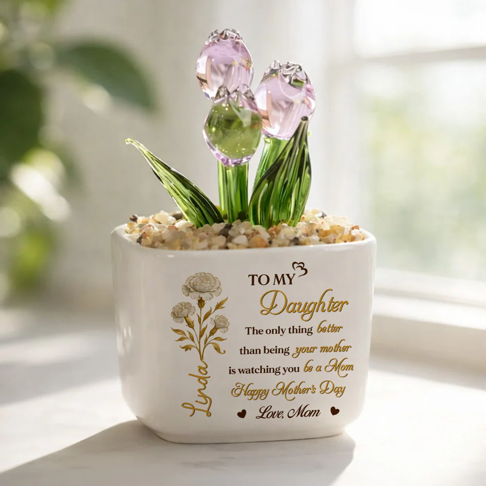 Watching You Bloom - Personalized Custom Glass Everlasting Tulips - Image 2