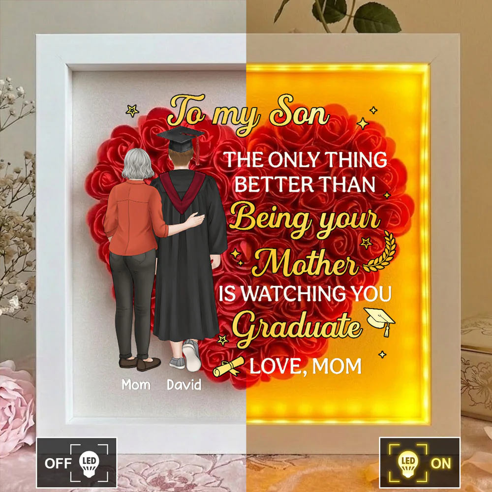 Watching You Graduate - Personalized Custom Flower Shadow Box With LED Light - Image 3