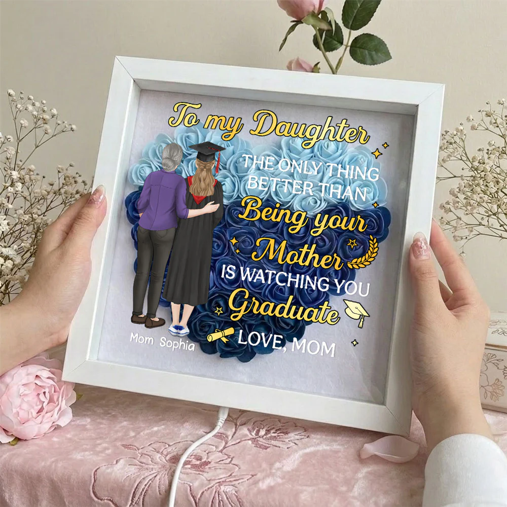 Watching You Graduate - Personalized Custom Flower Shadow Box With LED Light - Image 5