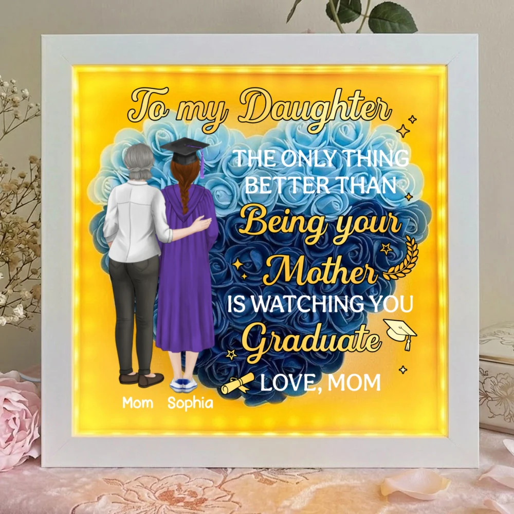 Watching You Graduate - Personalized Custom Flower Shadow Box With LED Light - Image 9