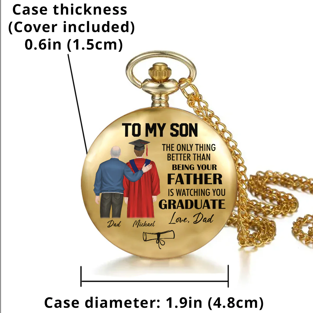 Watching You Graduate - Personalized Custom Print Pocket Watch - Image 5