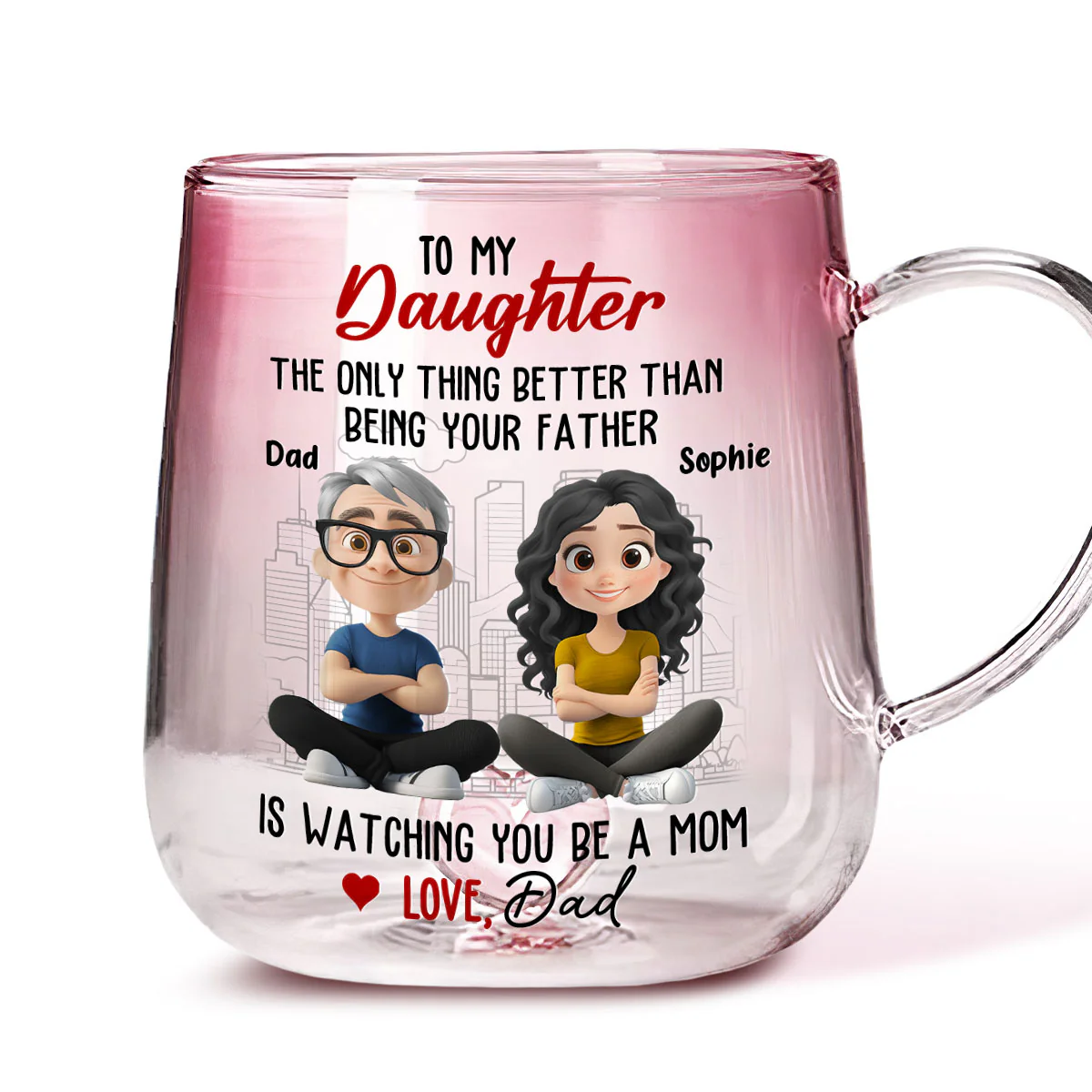 Watching You Grow Is Everything - Personalized Custom Pink Gradient Glass Mug - Image 4
