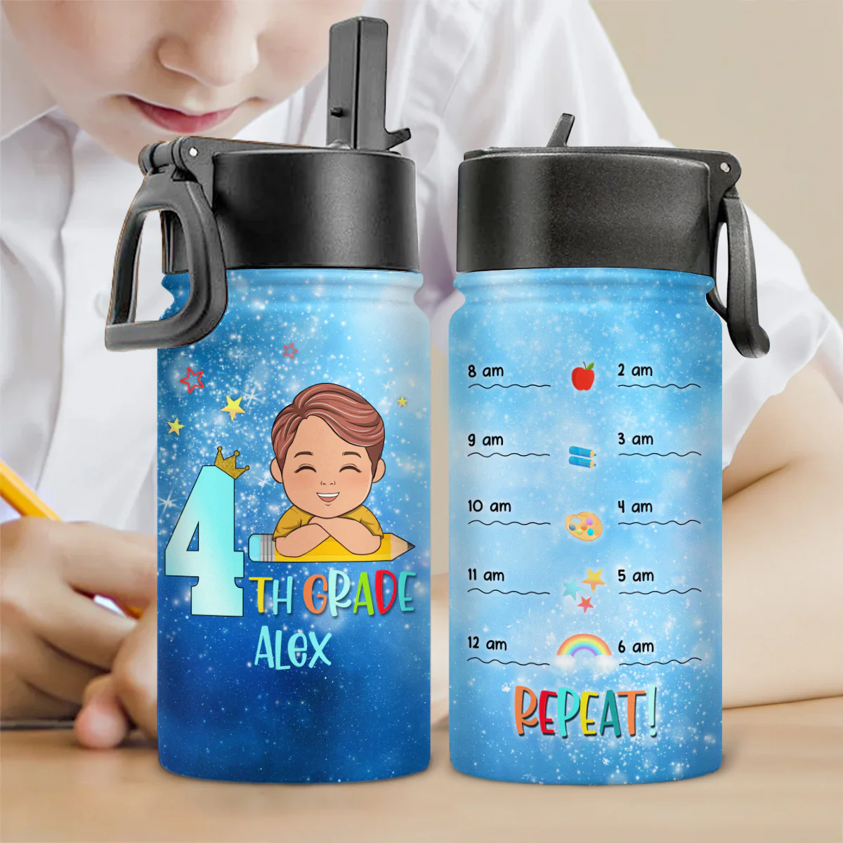 Water Reminder For Kid - Personalized Custom Kids Water Bottle - Image 4