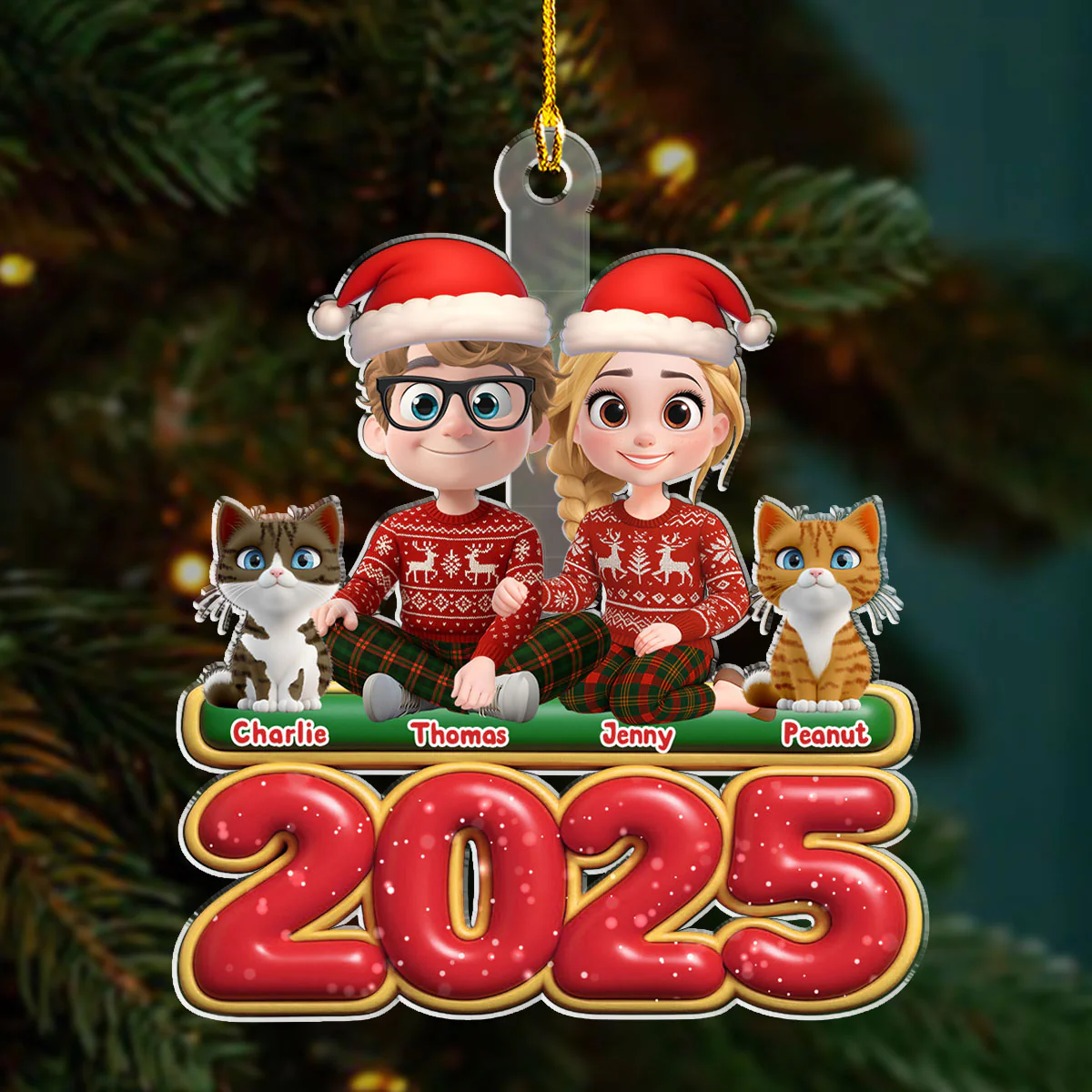We And Our Cat - Personalized Custom Acrylic Ornament - Image 3