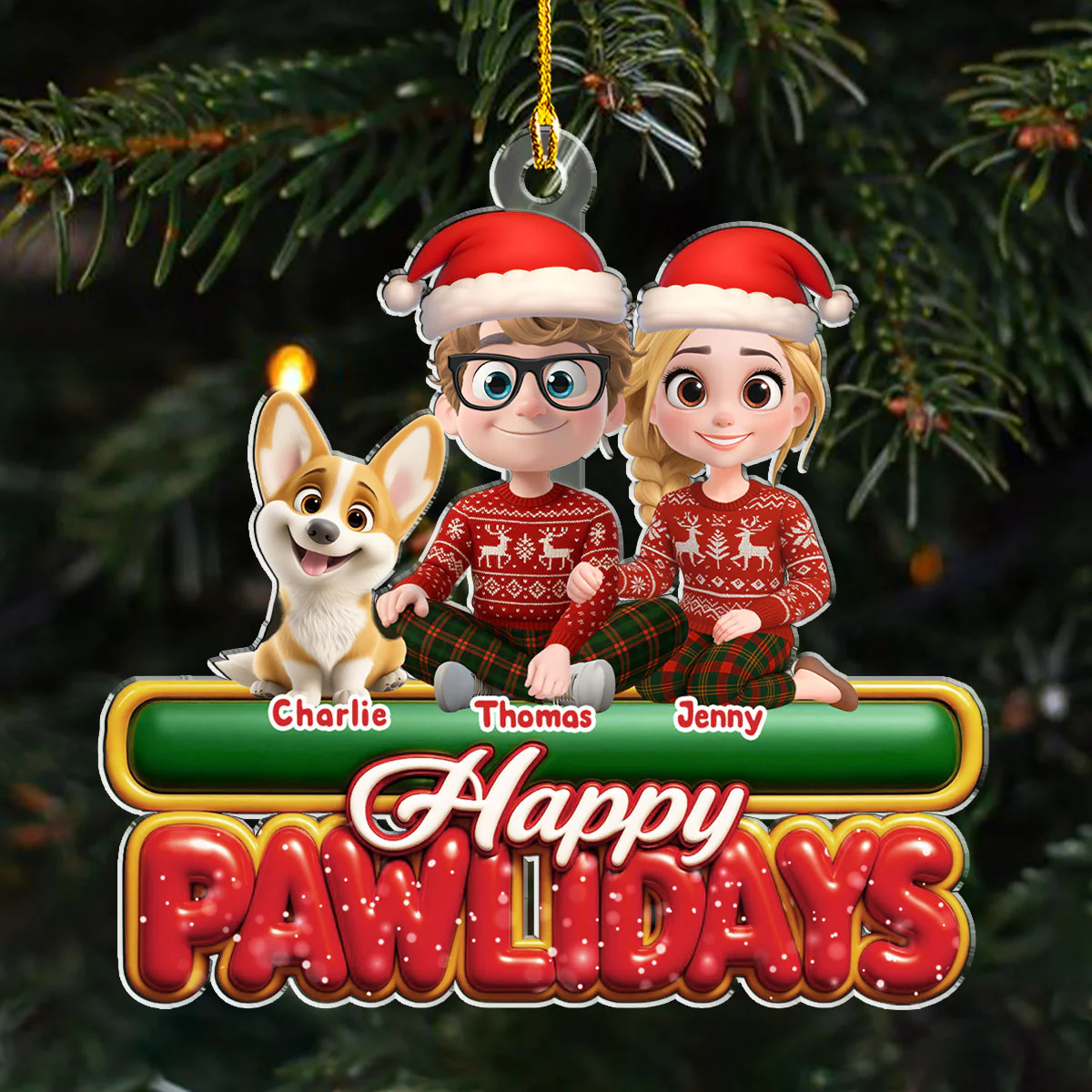 We And Our Dog Pawlidays - Personalized Custom Acrylic Ornament - Image 5