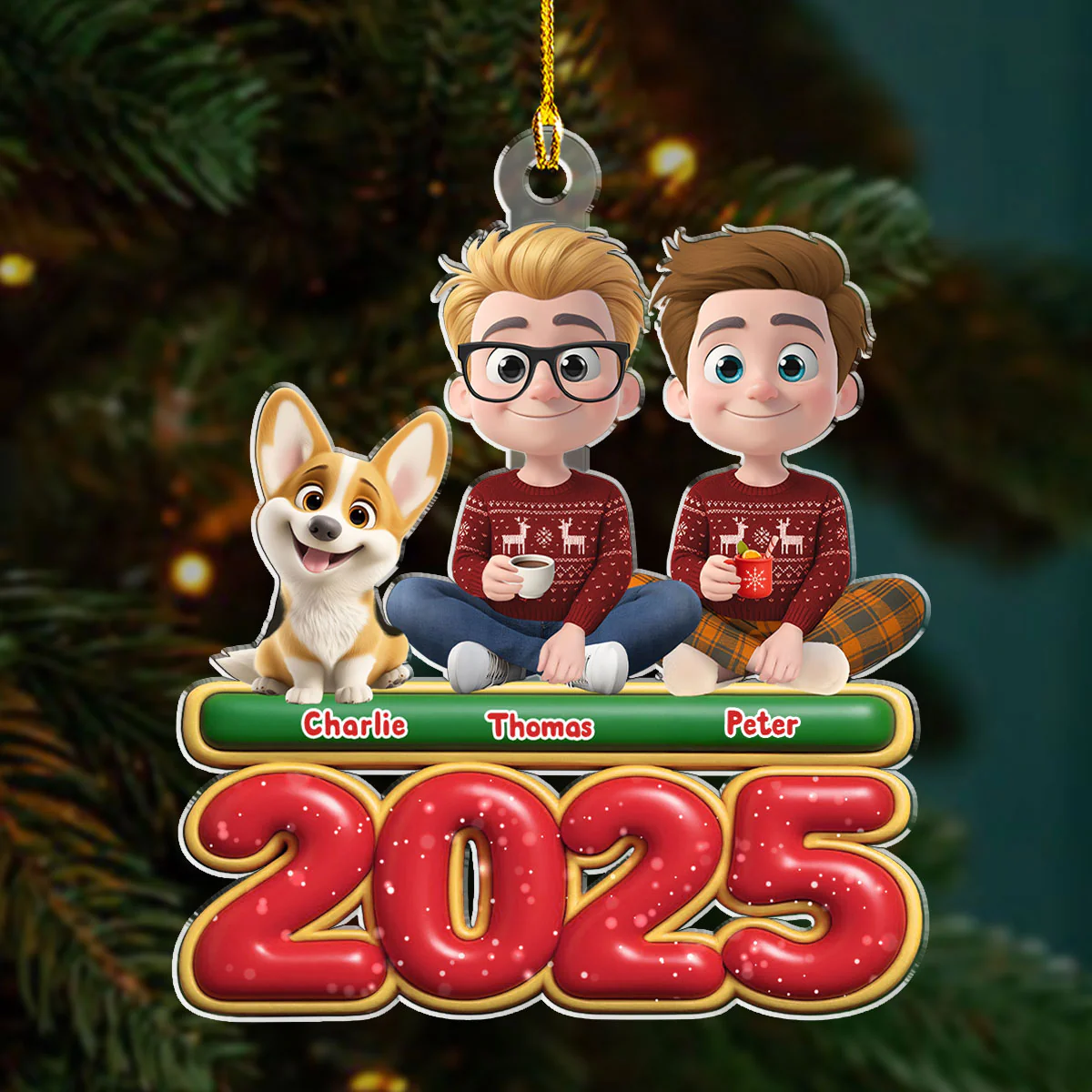 We And Our Dog Version 2 - Personalized Custom Acrylic Ornament - Image 2