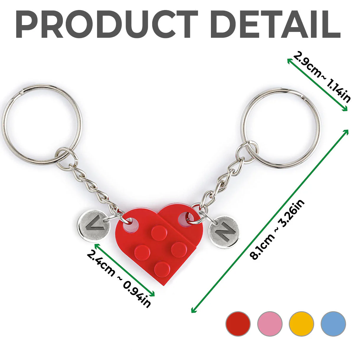 We Are A Perfect Match - Personalized Custom Heart Brick Keychain - Image 4