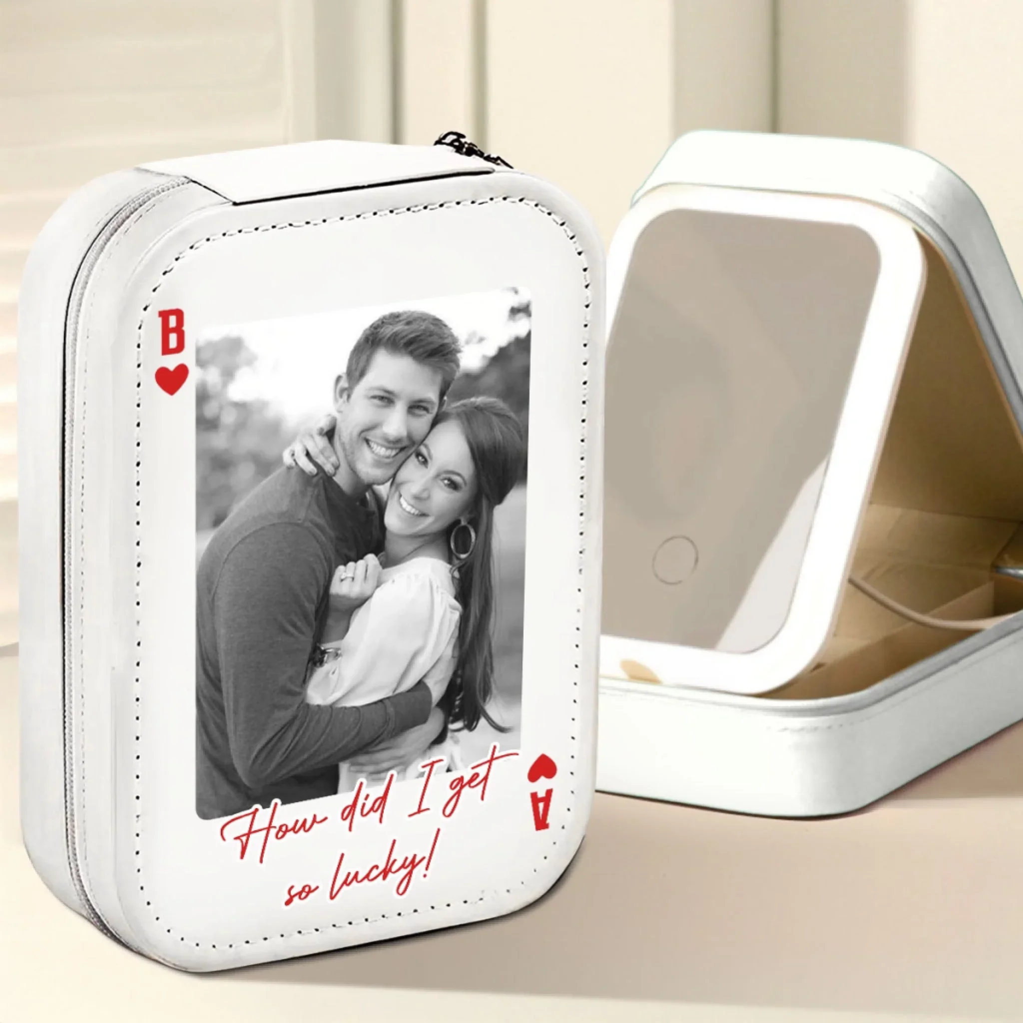 We Are A Perfect Pair - Personalized Custom Jewelry Box With LED Mirror