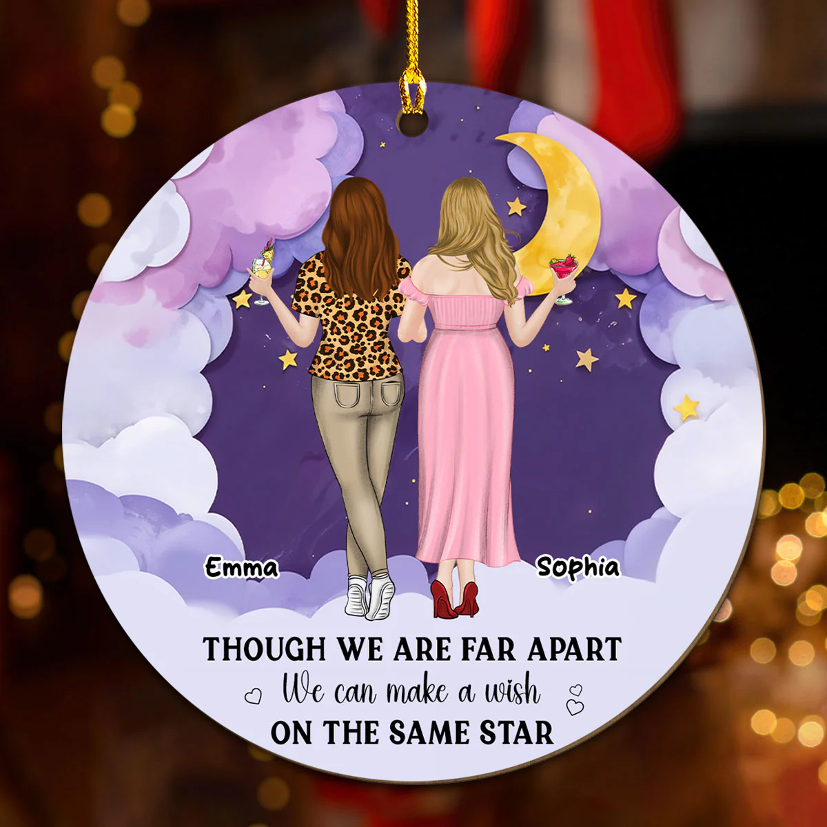 We Are Far Apart - Personalized Custom Wood Ornament - Image 2