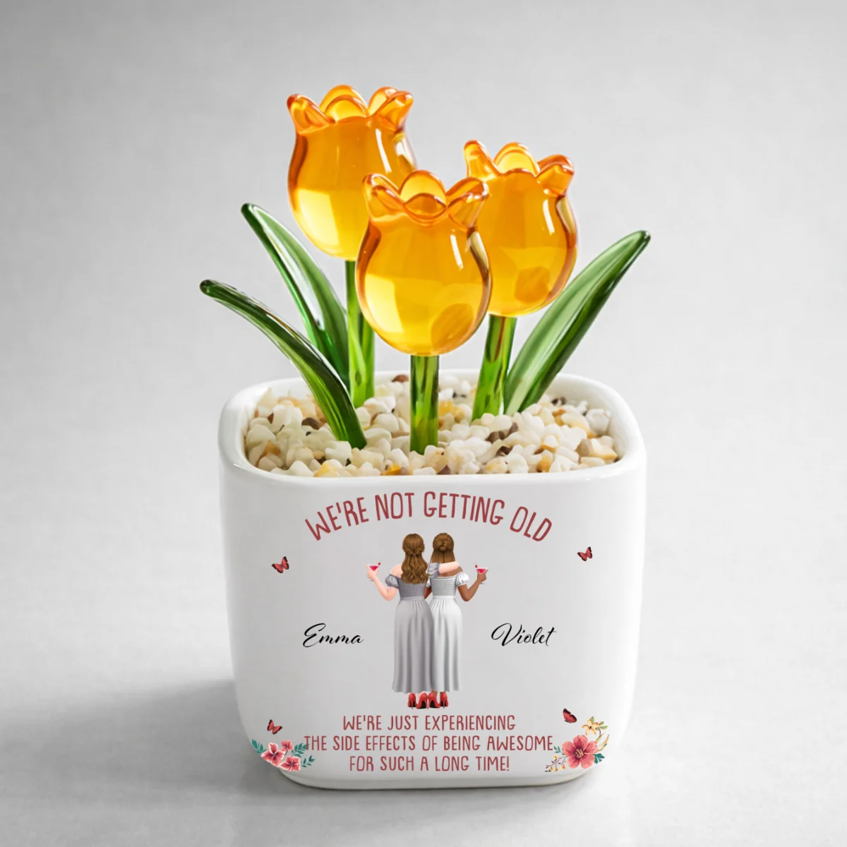 We Are Not Getting Old - Personalized Custom Glass Everlasting Tulips - Image 12