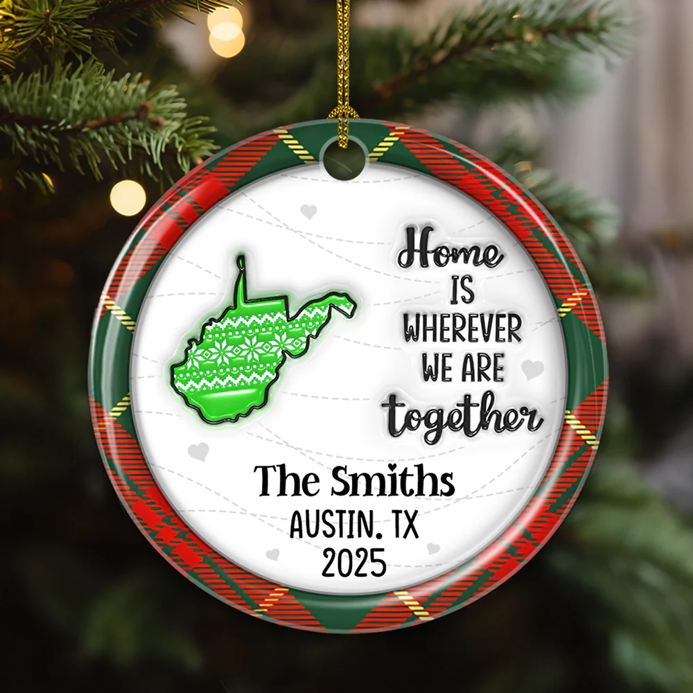We Are Together Family - Personalized Custom 3D Inflated Effect Ceramic Ornament - Image 4