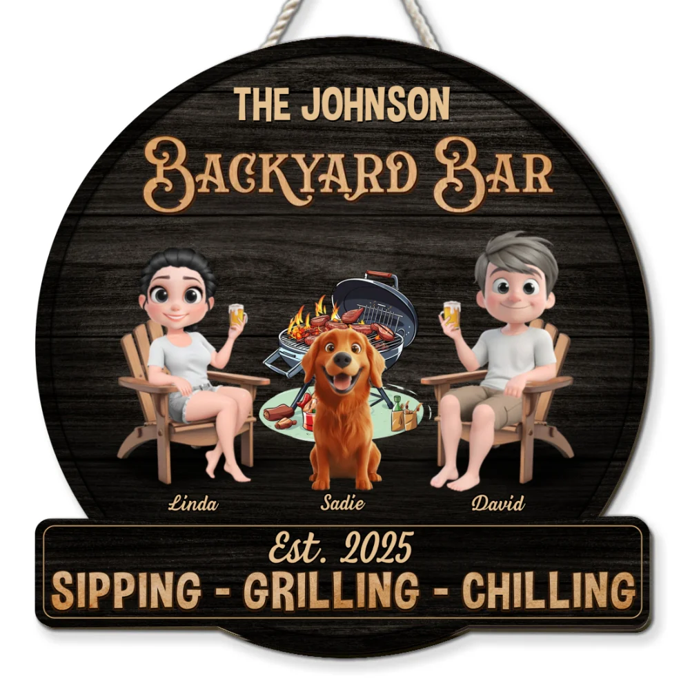 We At Pool And Patio With Dog - Personalized Custom Wood Sign - Image 6