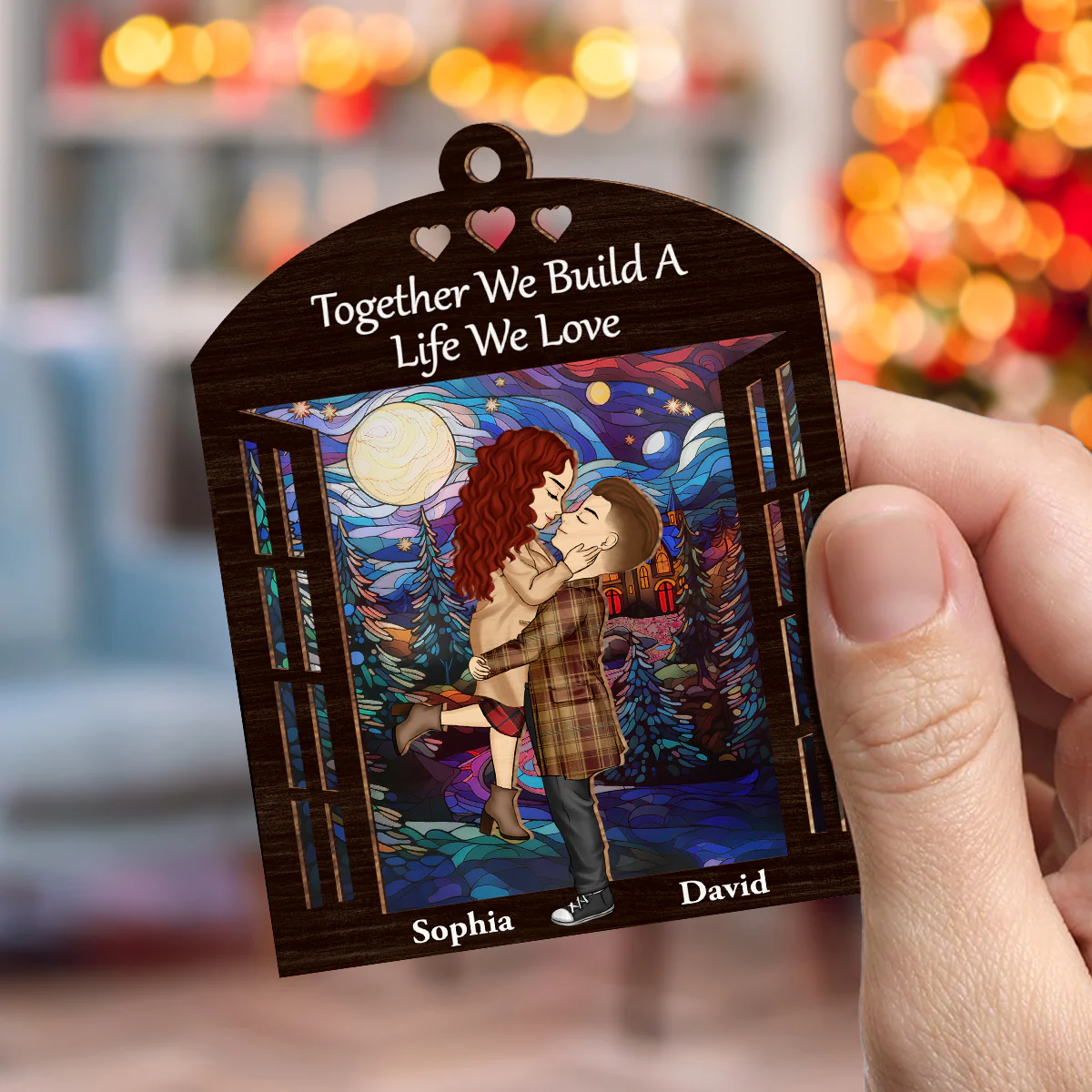 We Build A Life We Love - Personalized Custom Suncatcher Ornament - Image 4