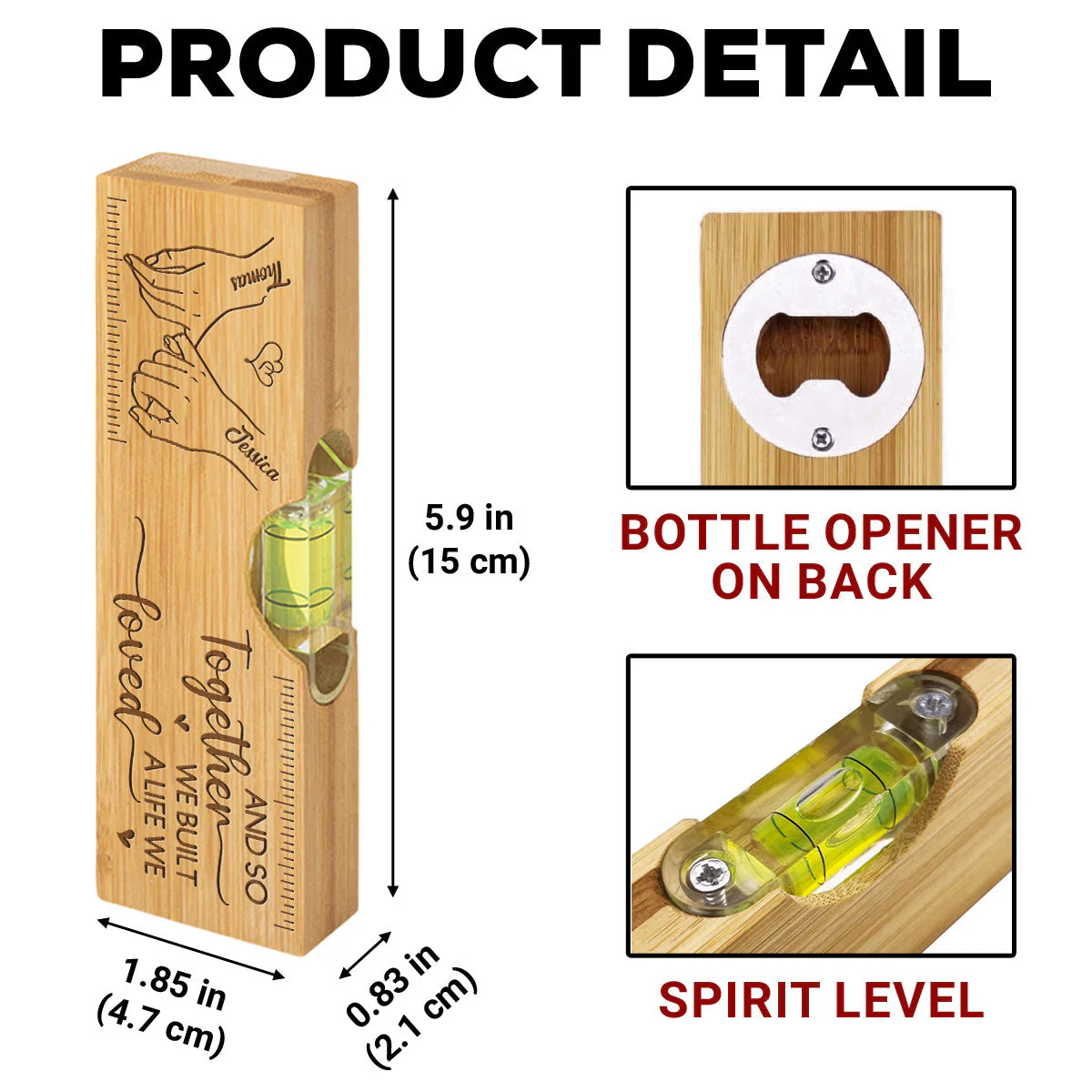 We Built A Life We Loved - Personalized Custom Engraved Wooden Spirit Level Bottle Opener - Image 5