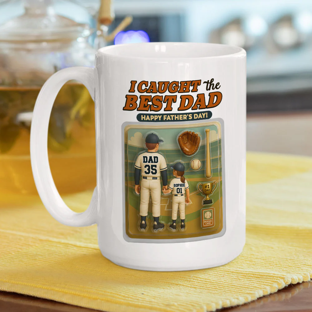 We Caught The Best Dad Baseball - Personalized Custom Coffee Mug - Image 6