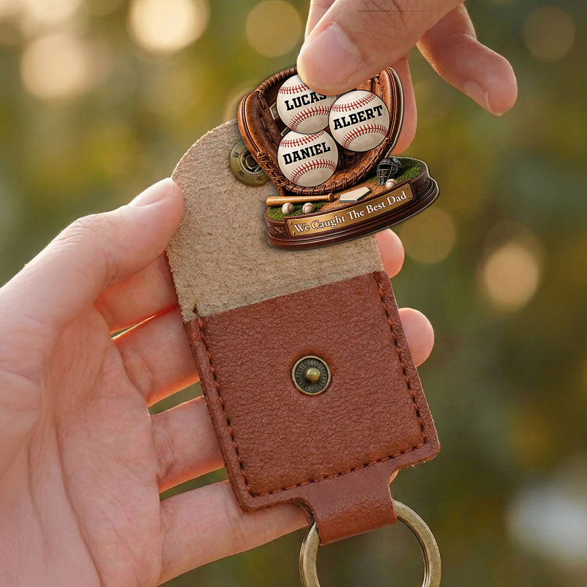 We Caught The Best Dad - Personalized Custom Wooden Pocket Hug - Image 4