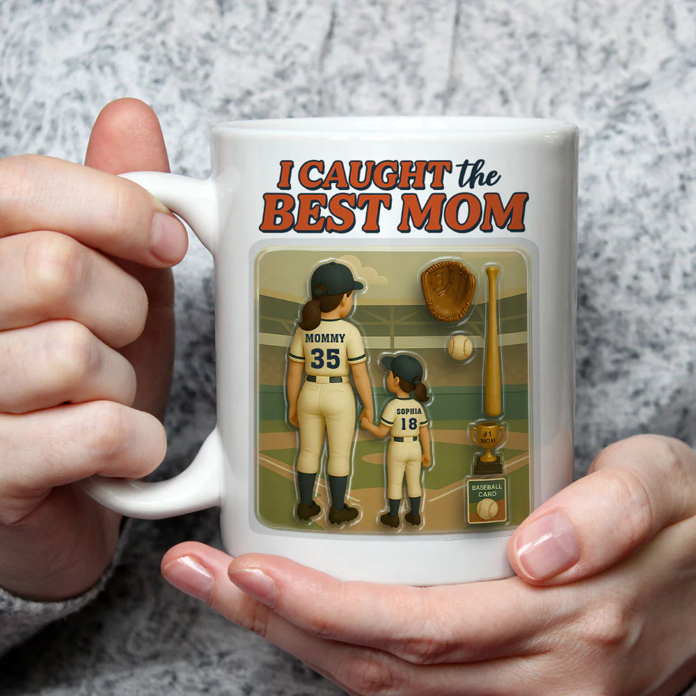 We Caught The Best Mom Baseball - Personalized Custom Coffee Mug - Image 3