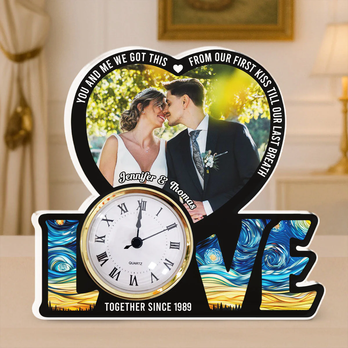 We Got This Untill Our Last Breath - Personalized Custom Acrylic Desk Clock Plaque - Image 2