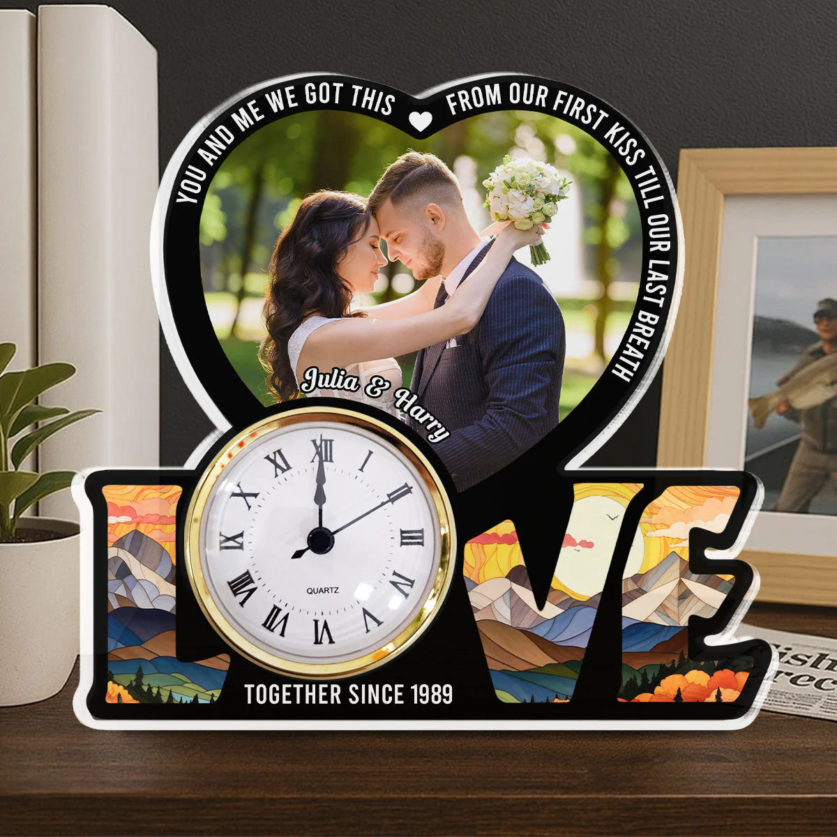 We Got This Untill Our Last Breath - Personalized Custom Acrylic Desk Clock Plaque - Image 5