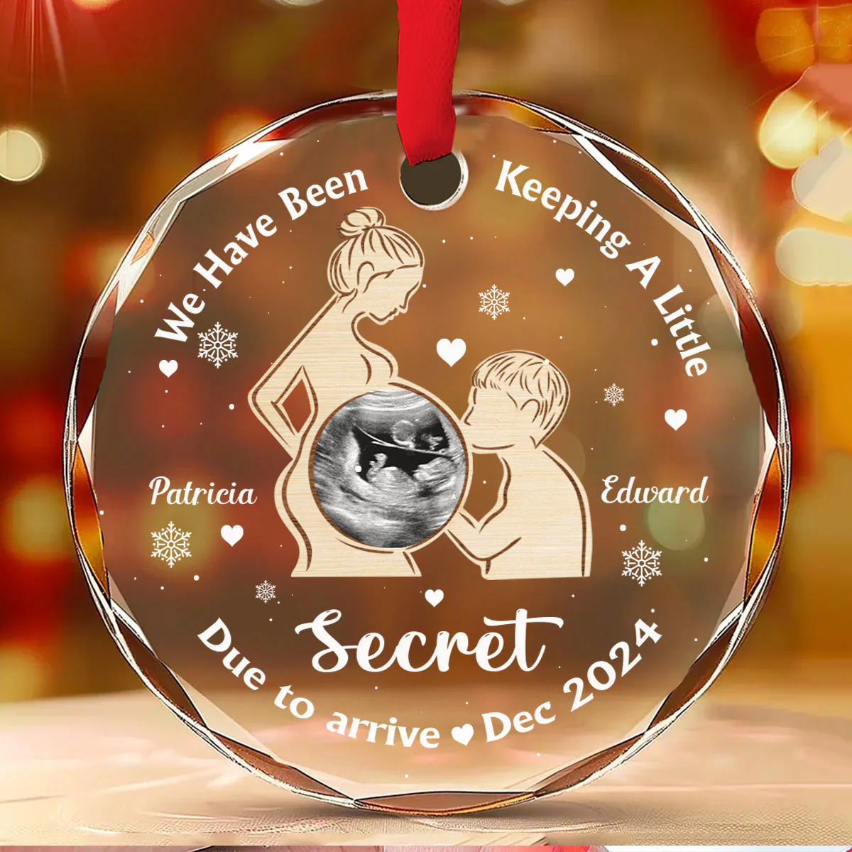 We Have Been Keeping A Little Secret - Personalized Custom Glass Ornament - Image 3