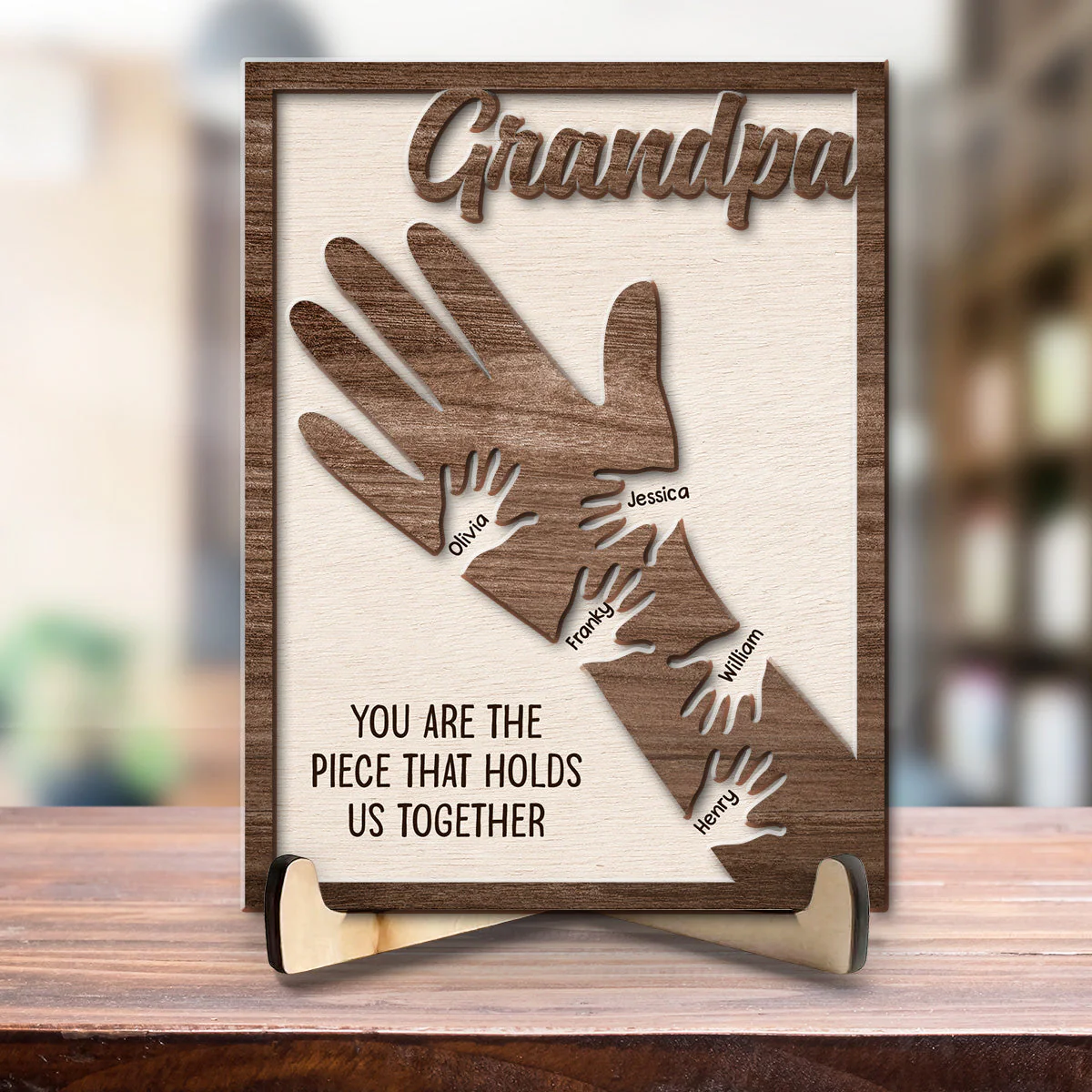 We Hold Our Hands Together And Forever - Personalized Wooden Plaque - Image 2