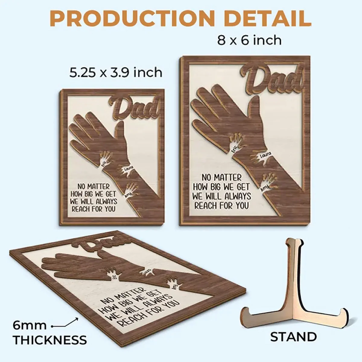 We Hold Our Hands Together And Forever - Personalized Wooden Plaque - Image 6