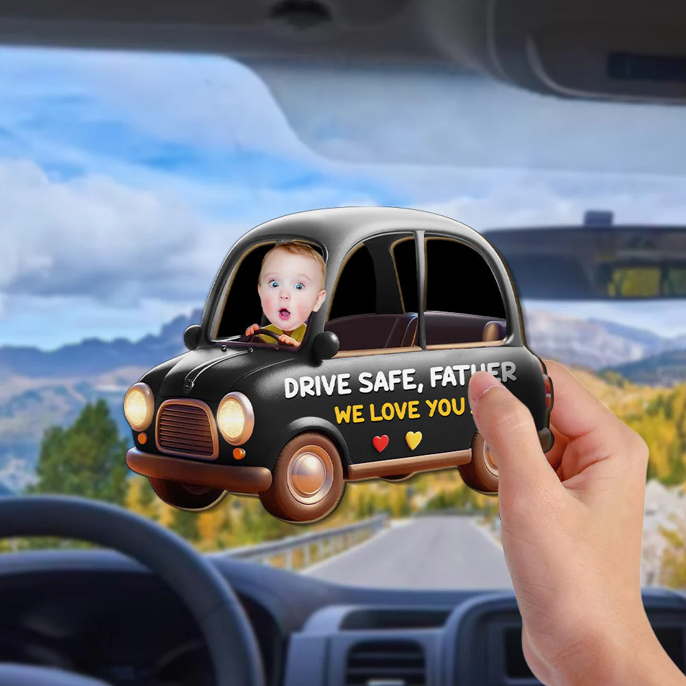 We Love You And Waiting You At Home Dad - Personalized Custom Car Visor Clip - Image 2