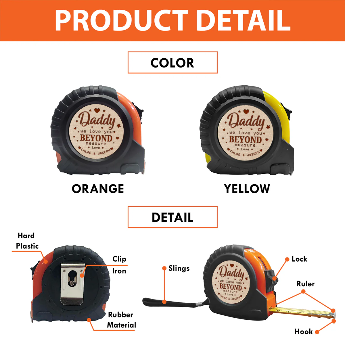 We Love You Beyond Measure Dad - Personalized Custom Tape Measure - Image 5