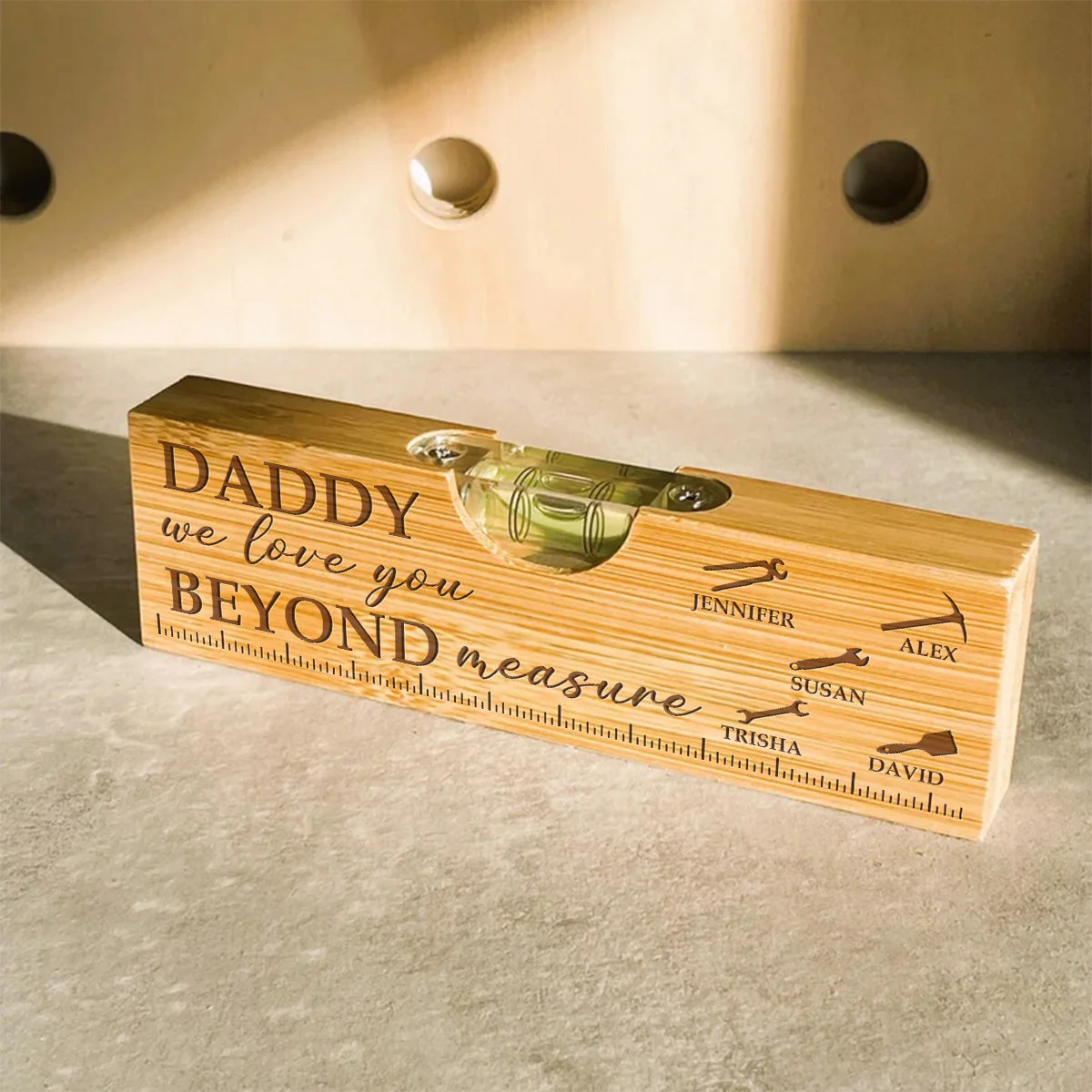 We Love You Beyond Measure - Personalized Custom Engraved Wooden Spirit Level Bottle Opener - Image 4