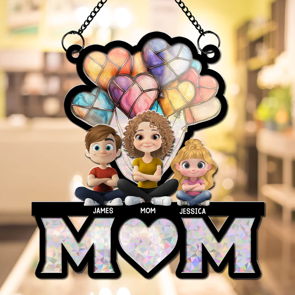 We Love You Mom - Personalized Custom Suncatcher - Image 2