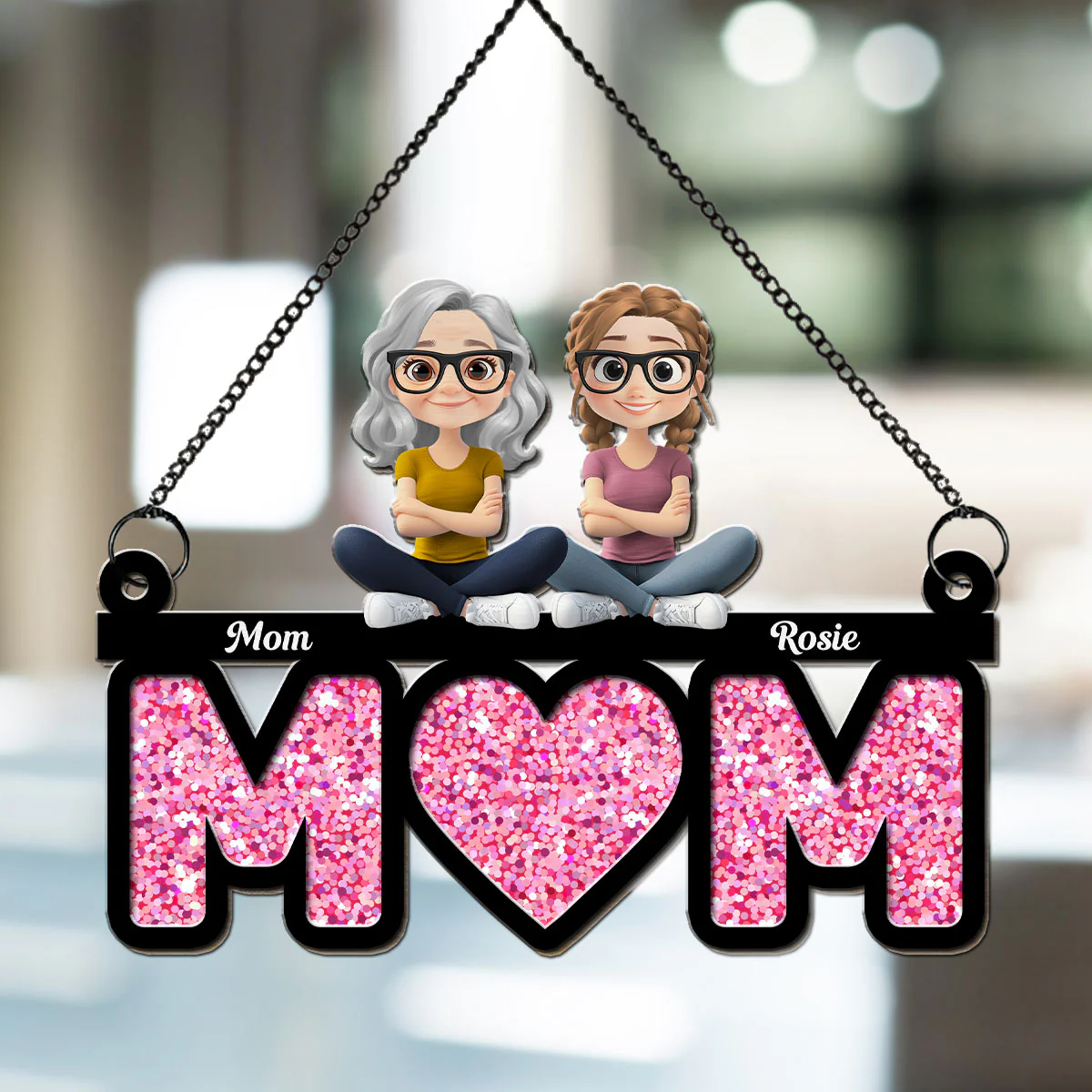 We Love You Mom - Personalized Custom Suncatcher - Image 2