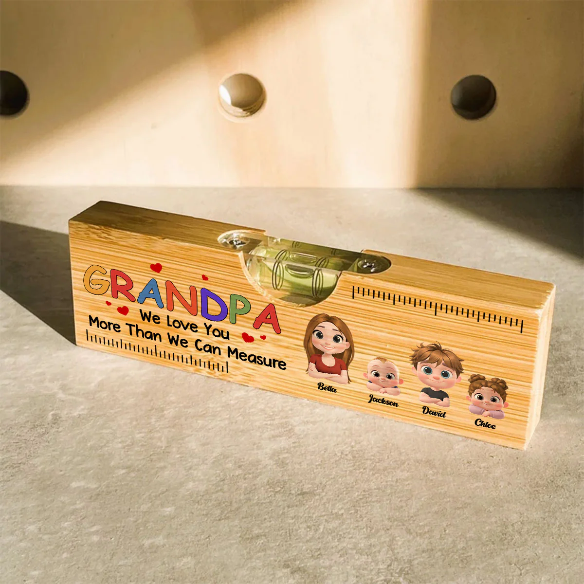 We Love You More Than We Can Measure - Personalized Custom Wooden Spirit Level Bottle Opener - Image 5