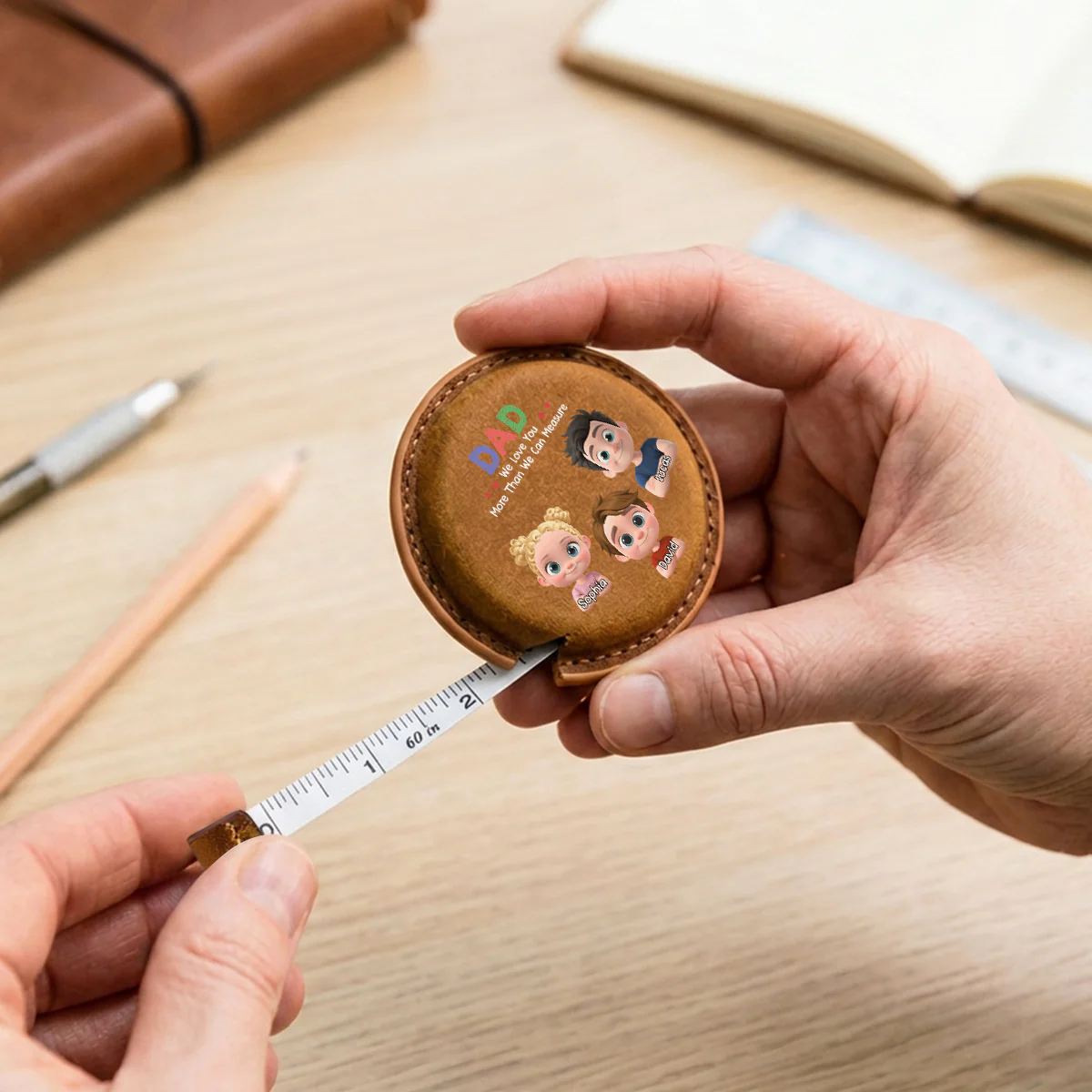 We Love You- Personalized Custom Leather Tape Measure - Image 3