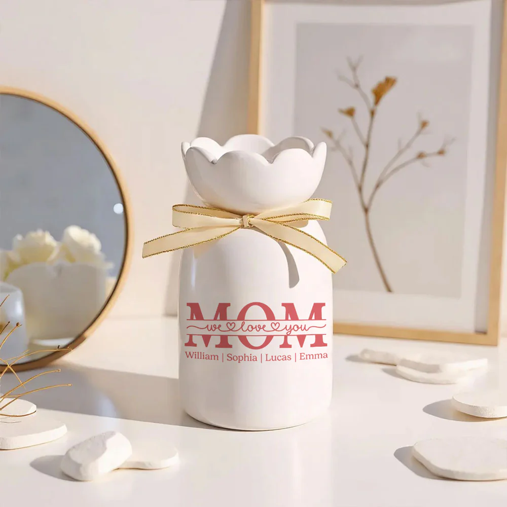We Love You - Personalized Custom Ribbon Tie Flower Vase - Image 3