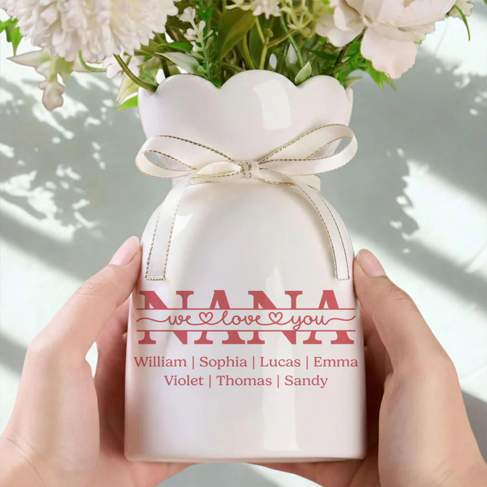 We Love You - Personalized Custom Ribbon Tie Flower Vase - Image 5