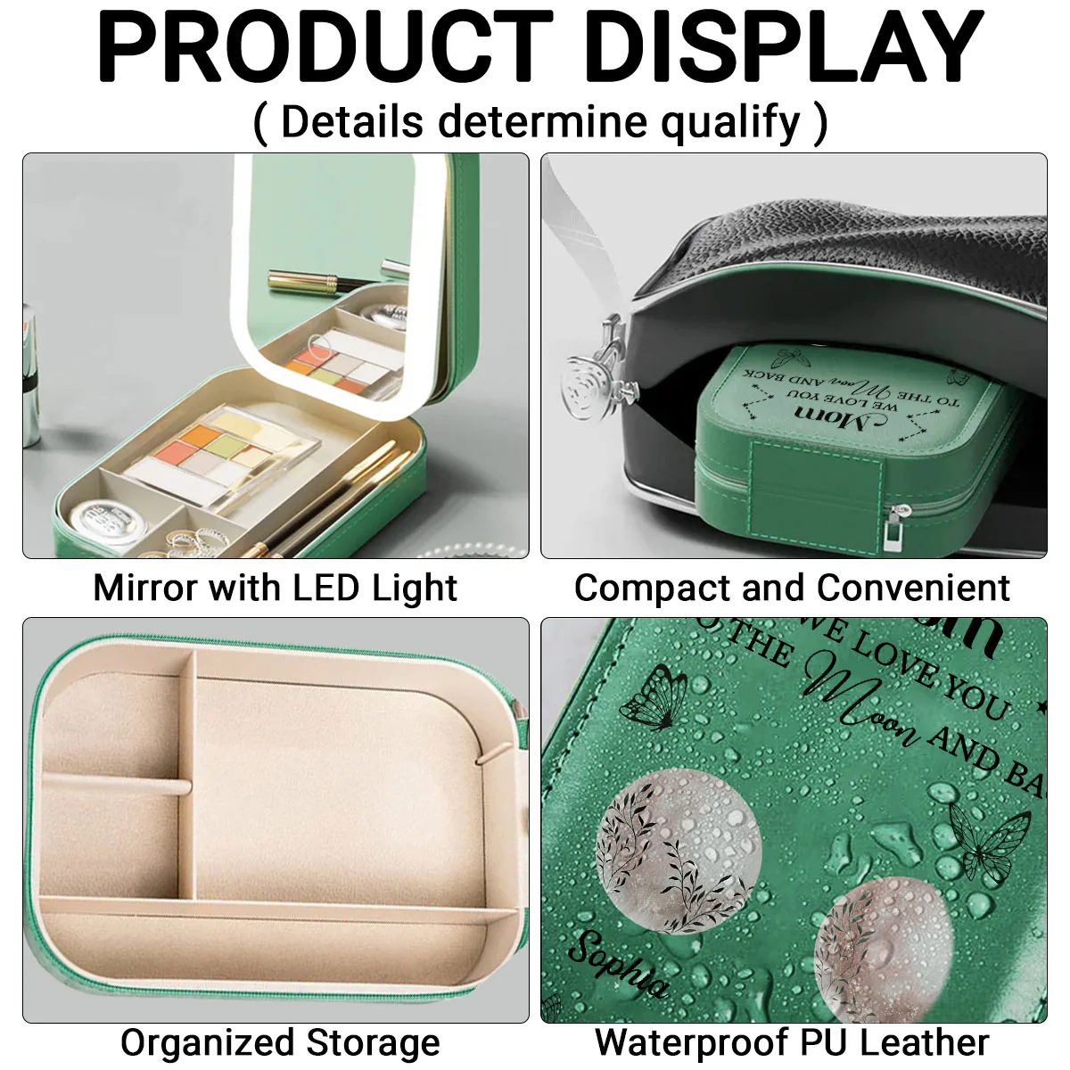 We Love You To The Moon And Back - Personalized Custom Jewelry Box With LED Mirror - Image 5