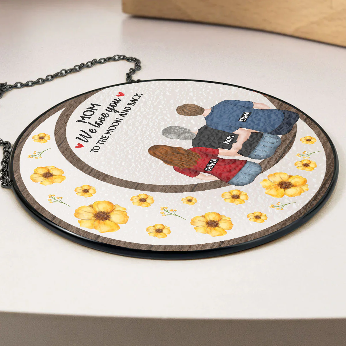 We Love You To The Moon And Back - Personalized Custom Window Hanging Suncatcher - Image 3