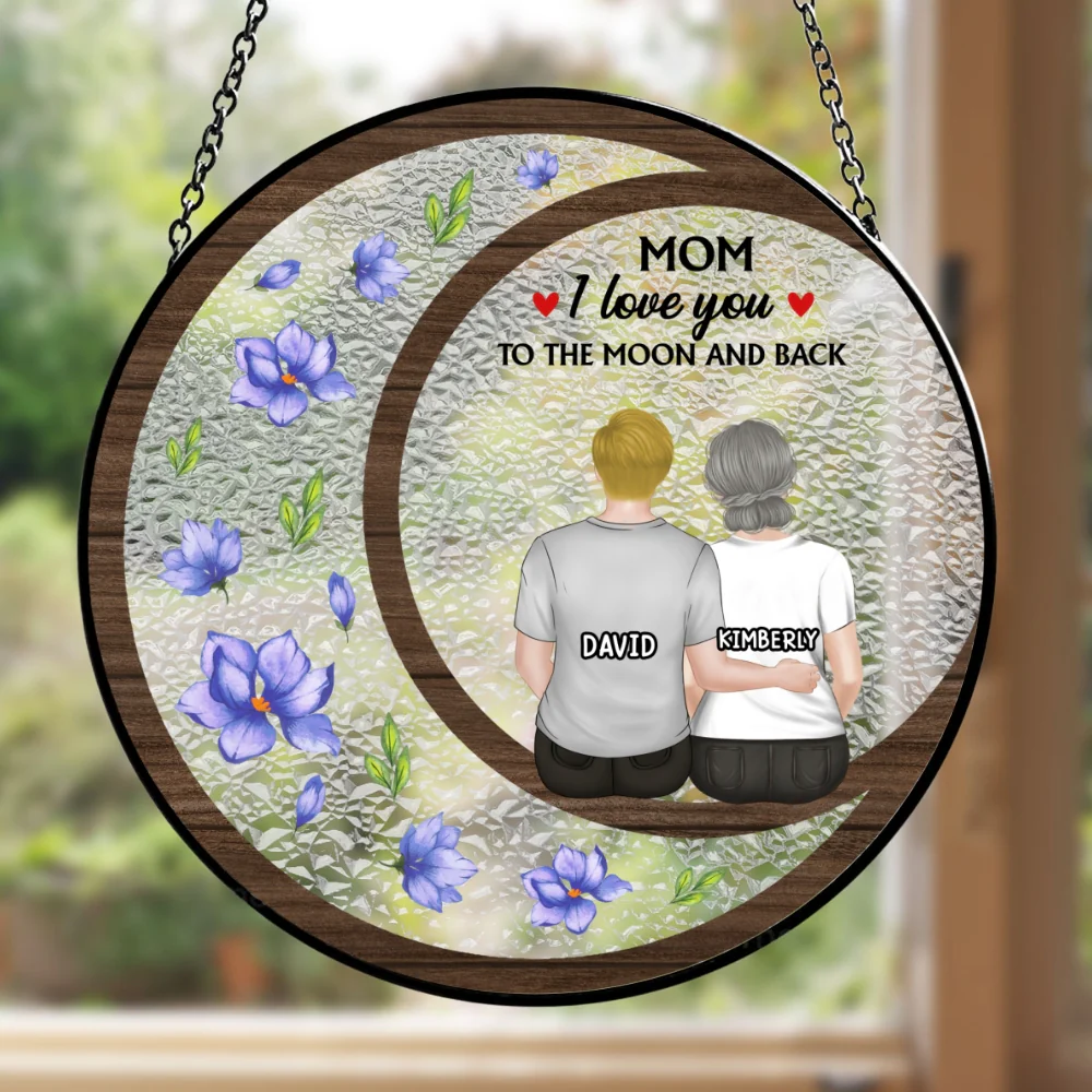 We Love You To The Moon And Back - Personalized Custom Window Hanging Suncatcher - Image 6