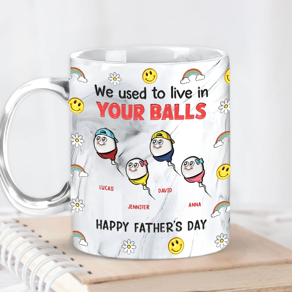We Used To Live In Your Balls - Personalized Custom Grey Marble Mug - Image 3