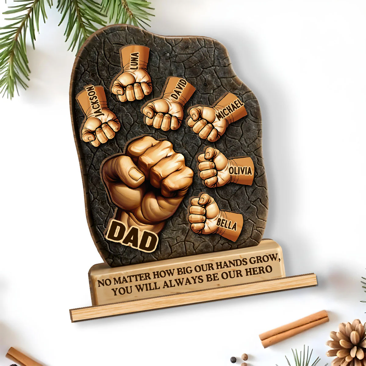 We Will Always Reach For You - Personalized Custom 2-Layer Wood Plaque With Flat Base - Image 5