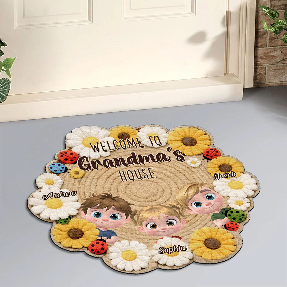Welcome To Grandma Home - Personalized Custom Doormat - Image 3