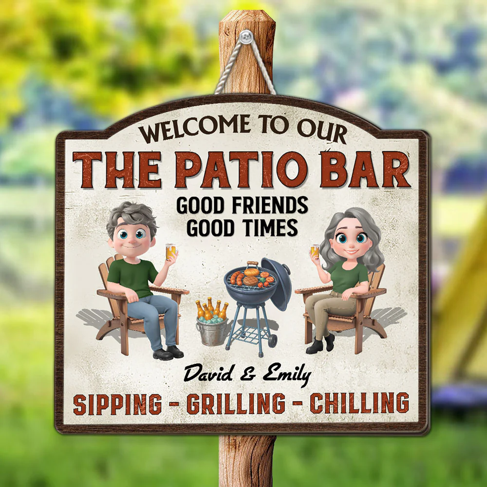 Welcome To Our Patio - Personalized Custom Wood Sign - Image 4