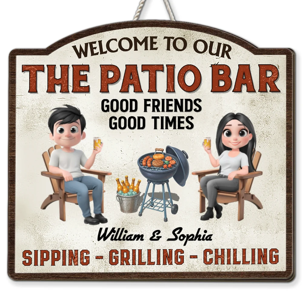 Welcome To Our Patio - Personalized Custom Wood Sign - Image 6